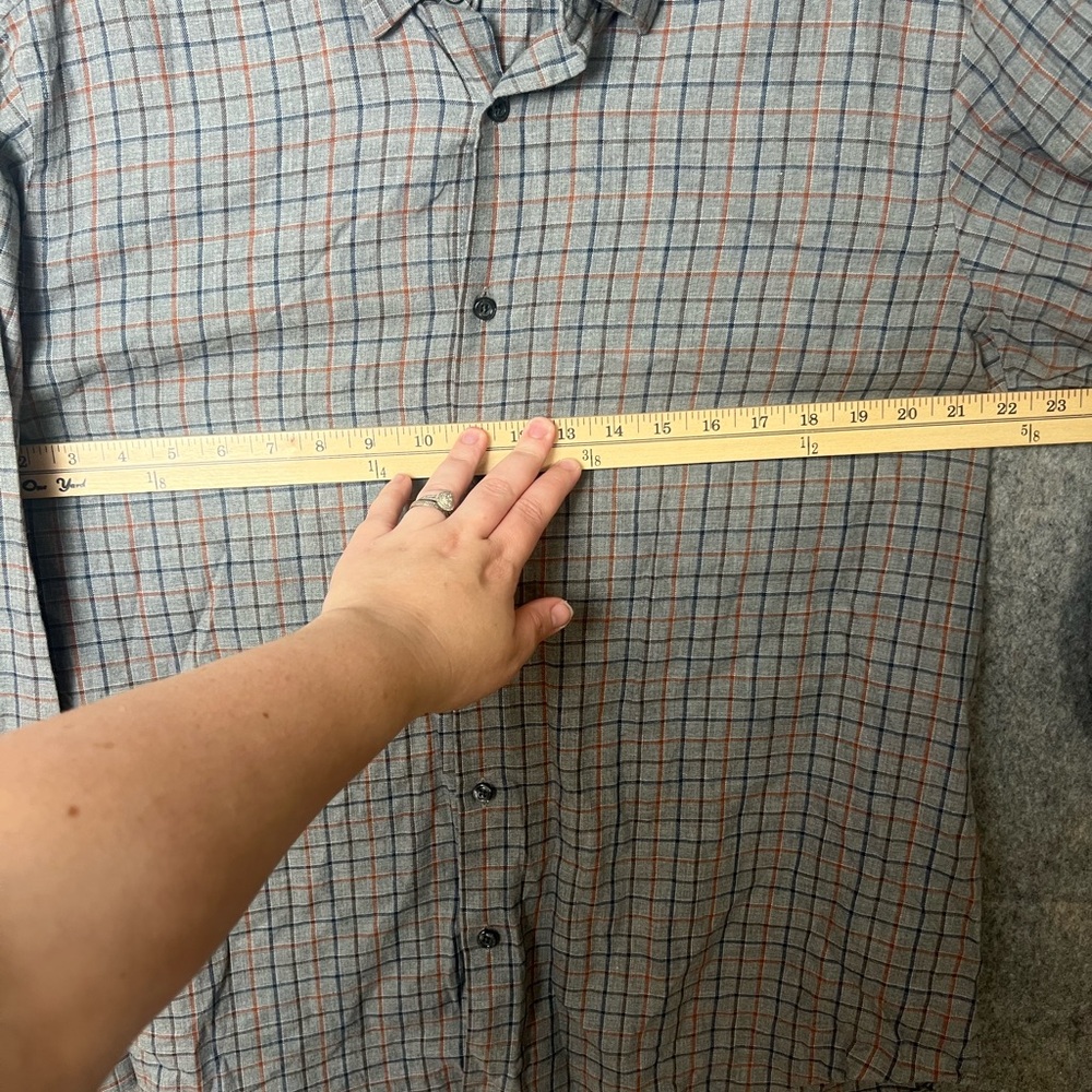 Hart Schaffner Marx Mens XL Gray Plaid Button Down Long Sleeve Shirt - Picture 3 of 7